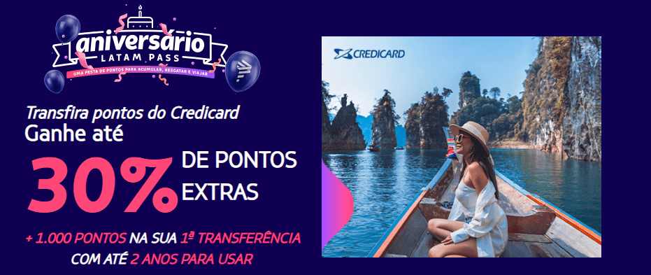 até 30% de bônus Latam Pass com o Credicard