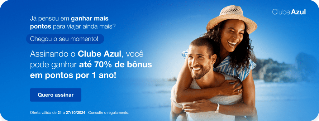 até 70% de bônus no Clube Azul
