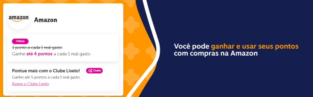 até 5 pontos Livelo com a Amazon