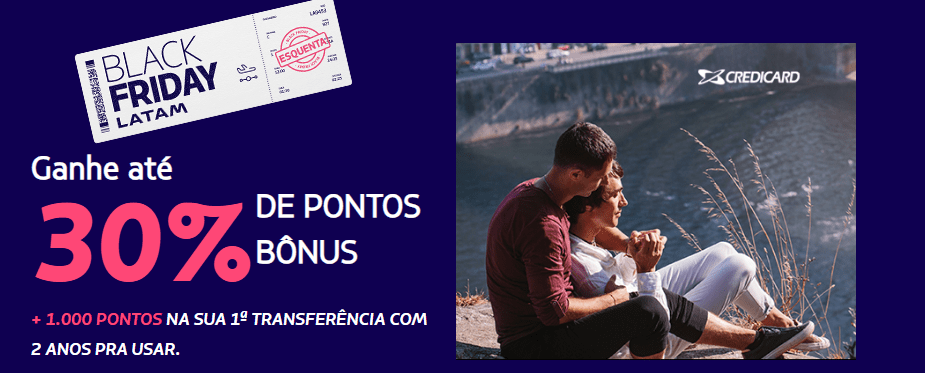 até 30% de bônus Latam Pass com o Credicard
