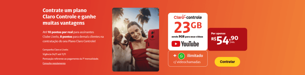 até 10 pontos Livelo com a Claro