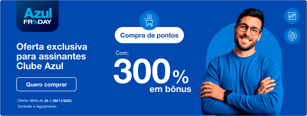 até 300% de bônus Azul na compra de pontos