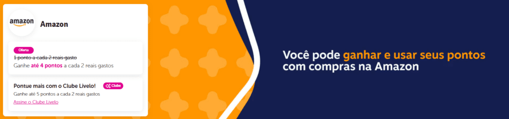 até 5 pontos Livelo com a Amazon