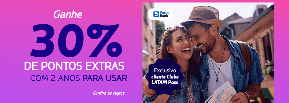 Ganhe 30% de bônus Latam Pass com o PortoPlus