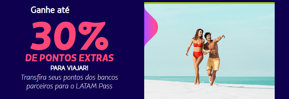até 30% de bônus Latam Pass com o seu cartão