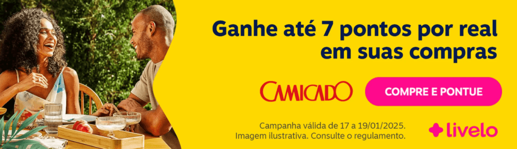 até 7 pontos Livelo com a Camicado