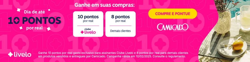 até 10 pontos Livelo com a Camicado