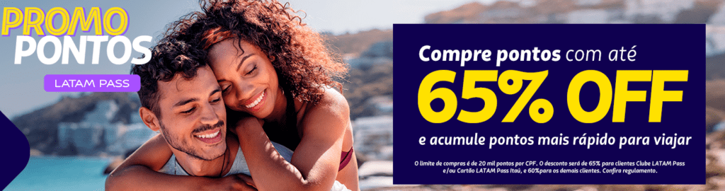Compre pontos Latam Pass com até 65% OFF