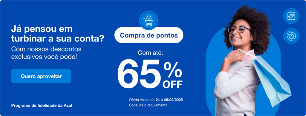 Compre pontos Azul com até 65% OFF