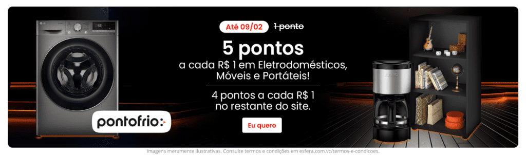 até 5 pontos Esfera com o PontoFrio