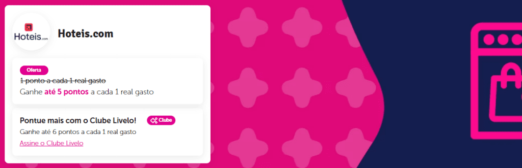 até 6 pontos Livelo com a Hoteis.com