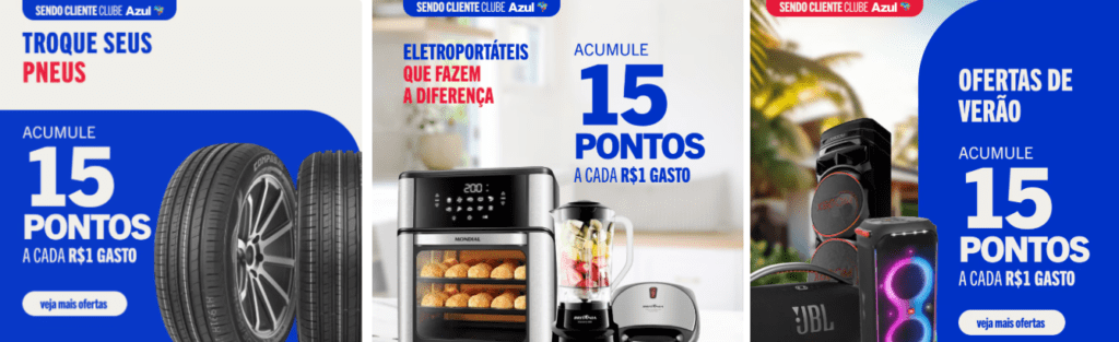 até 15 pontos Azul com a Casas Bahia