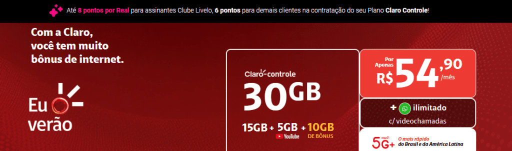 Ganhe até 8 pontos Livelo com a Claro