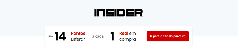 Ganhe até 14 pontos Esfera com a Insider