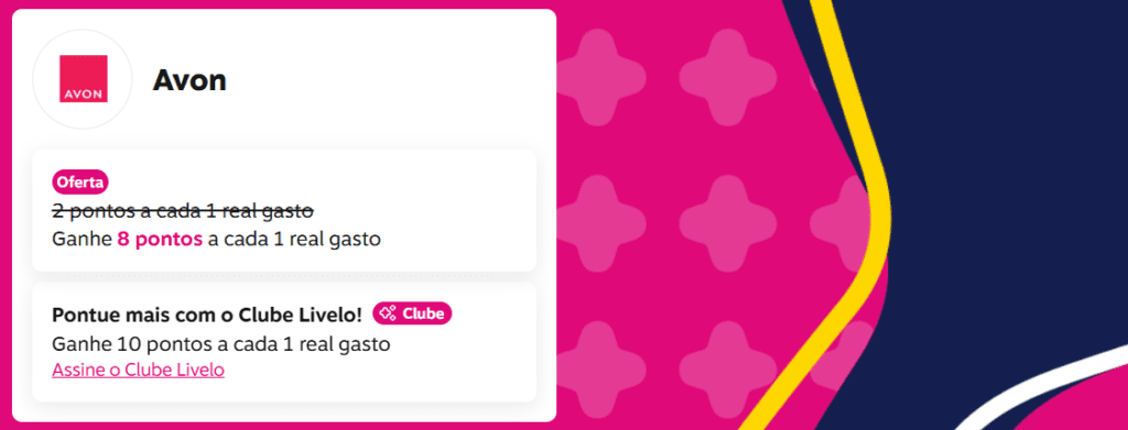 Ganhe até 10 pontos Livelo com a Avon