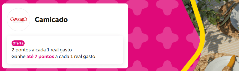Ganhe até 7 pontos Livelo com a Camicado