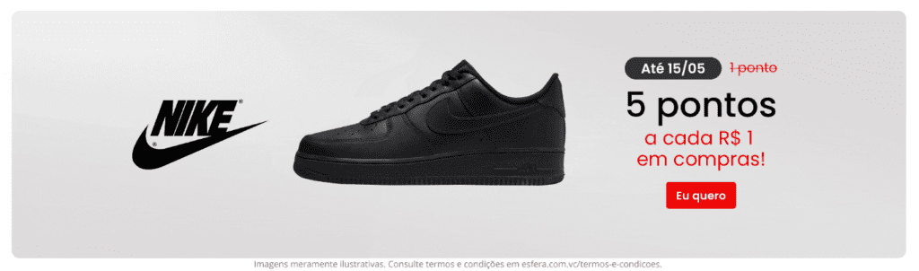 Ganhe até 5 pontos Esfera com a Nike