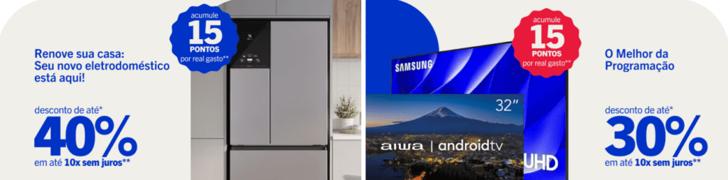Ganhe até 15 pontos Azul com a Casas Bahia