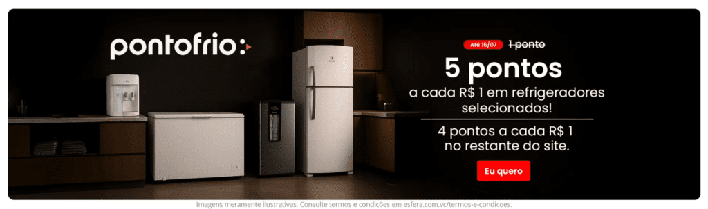 Ganhe até 5 pontos Esfera com o PontoFrio