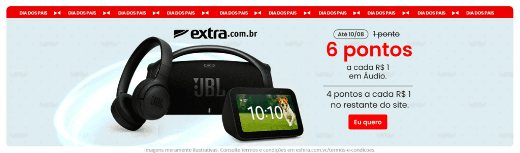 Ganhe até 6 pontos Esfera com o Extra